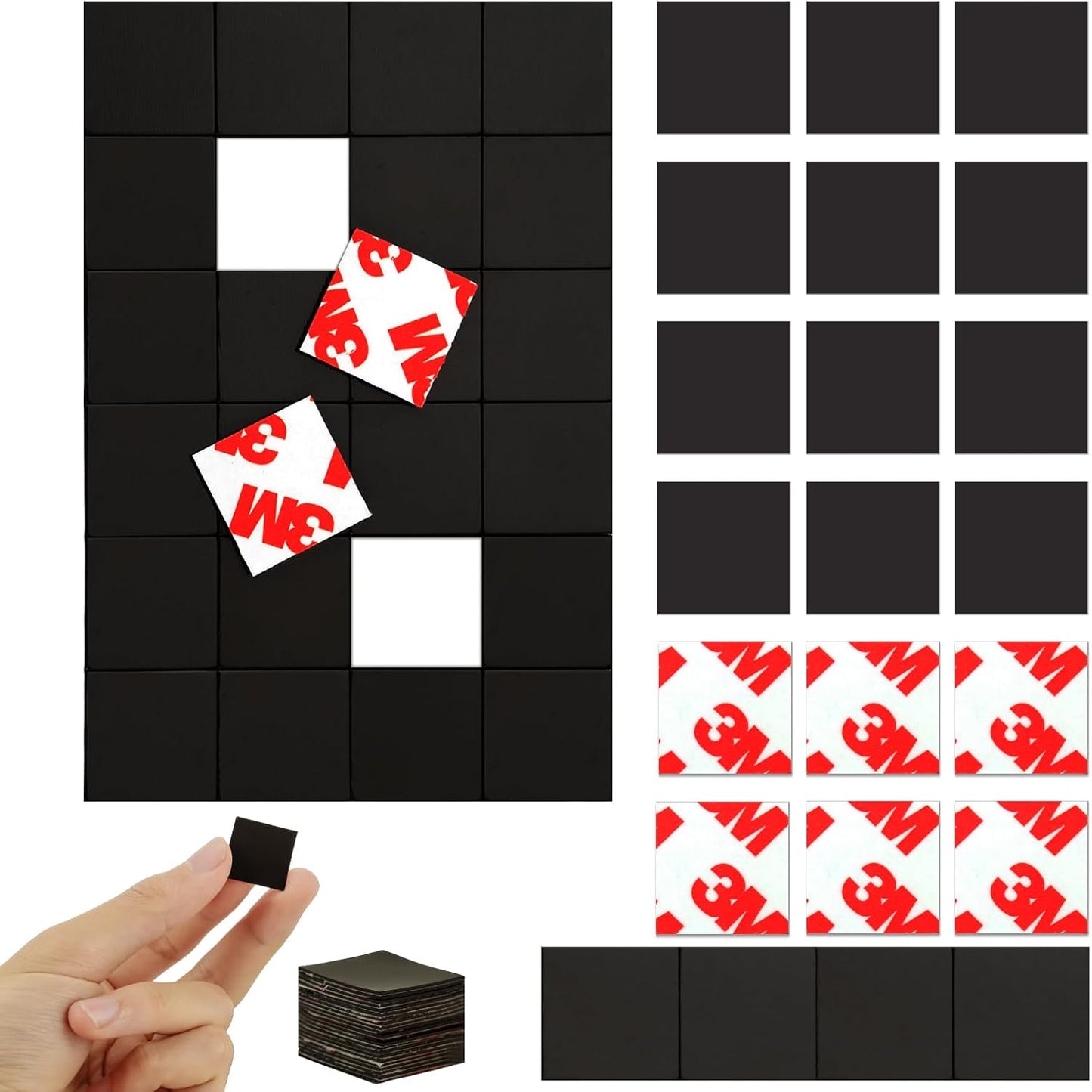 Magnetic Squares with Adhesive Backing(36PCS Each 1.5" x1.5"),Pre-Cut Self Sticky Magnets as Back to School Supplies,Peel and Stick for Cards/Picture/Poster (80mil Magnet)