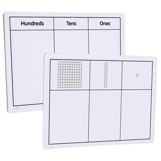 Didax Write-On and Wipe-Off Base Ten Mats, Set of 10