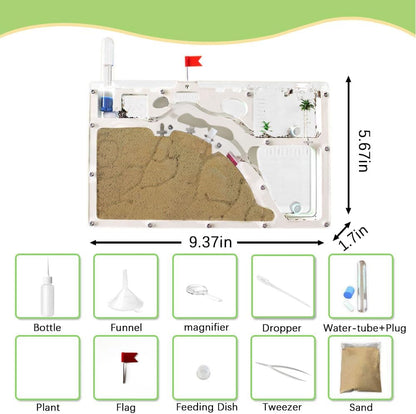 ELNMLHT Ant Farm Castle, Ant Farms with Yellow Sand and Tool Kit, Ant Colony Observation Kit, Ant Viewing Habitat Science Kit, Educational & Learning Science Kit for Kids, Adults, Student (Ant Farm B)