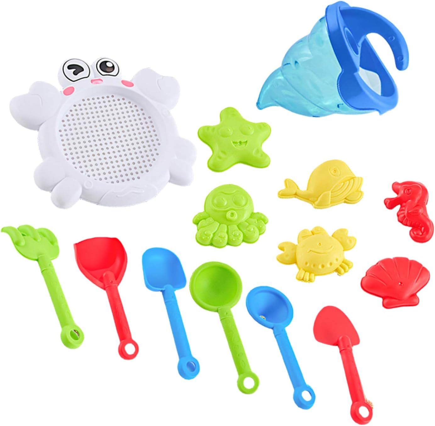 Pack of 14 Water Play Toy for Outdoor Sand Beach Bath Time Fun with Shovels and Sand and Toy Family Outdoor Games