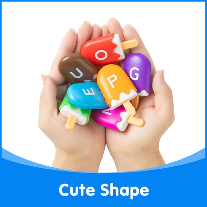 ABC Popsicles – Translucent Math Blocks – Engaging Math Toy, Light Table Manipulatives, Linking Cubes for Early Learning and Creative Play
