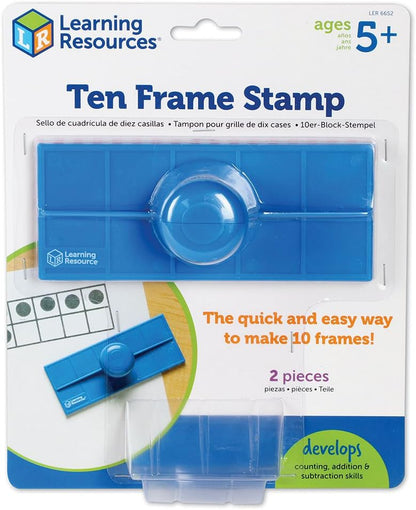 Learning Resources Ten Frame Stamp, Classroom Math Visuals Stamp, 2 Pieces, 21⁄4”H x 6”W