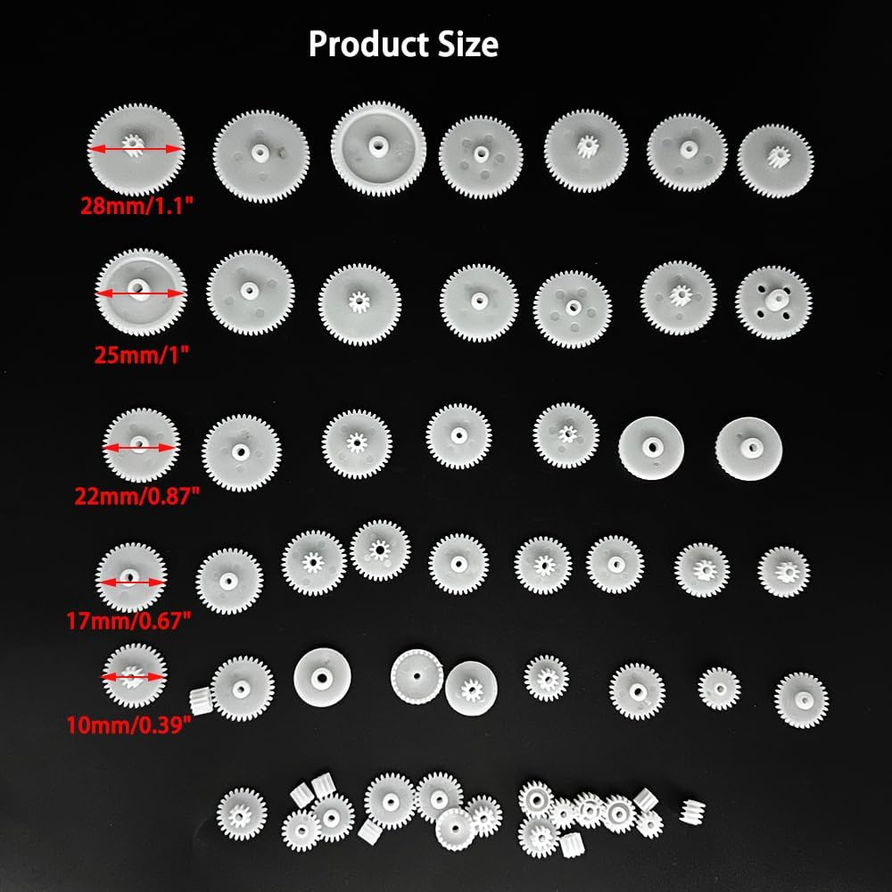 58PCS Small Gears Set Plastic Gears Module 0.5 for DC Motor DIY Model Toys RC Car Robot