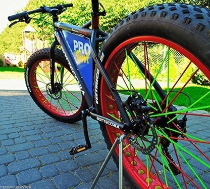 Super Pop Bicycle Spoke Skins Wraps Compatible with Schoolmate Bike Fans- Colorful Bike Wheel Decoration-72 Pcs(Red)