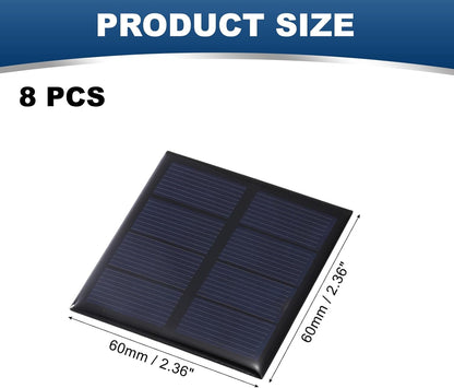 MECCANIXITY 8PCS 1.5V 0.09W 0.06A Mini Solar Panels for Solar Power, Small Solar Photovoltaic Cells Charge DIY Electric Toy Materials Solar System Kits, 1.18" x 1.18"