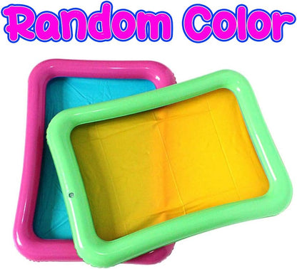 Topwon Inflatable Sand Tray for Kids - Portable Sand Box with Molds - Random Color (Random Color, 23x17)
