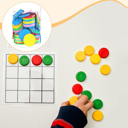 100 x 25mm Counting Chips Math Counters Accessories Round for Game Activities Versatile Sturdy PP Material with Storage Box, Colorful
