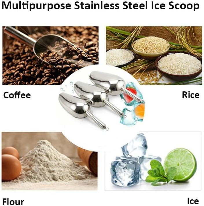 Set of 4 Plastic Ice Scoops, Kitchen Multipurpose Food Scoops for Canisters, Freezer, Flour, Dry Foods, Coffee Beans, Pop Corn, Pet Food (Mix 4 (Set of 4), 150ml, BPA-Free, Dishwasher Safe)