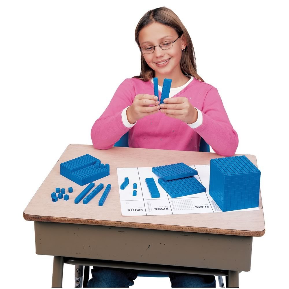 hand2mind Plastic Interlox Base Ten Blocks Classroom Set, Connecting Cubes, Base 10 Blocks for Math, (Set of 644)