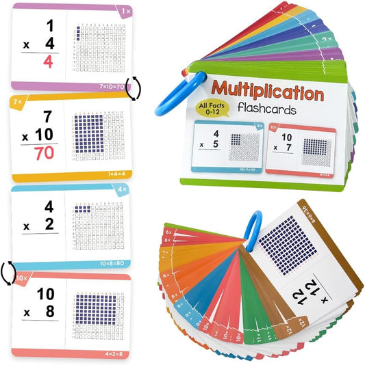 Multiplication Flash Cards, Times Table Flashcards, All Facts 0-12, Answer on Back for Self-Check, Classroom Home Learning Aids, Elementary School Teacher Teaching Aids, 85 Double-Side Cards