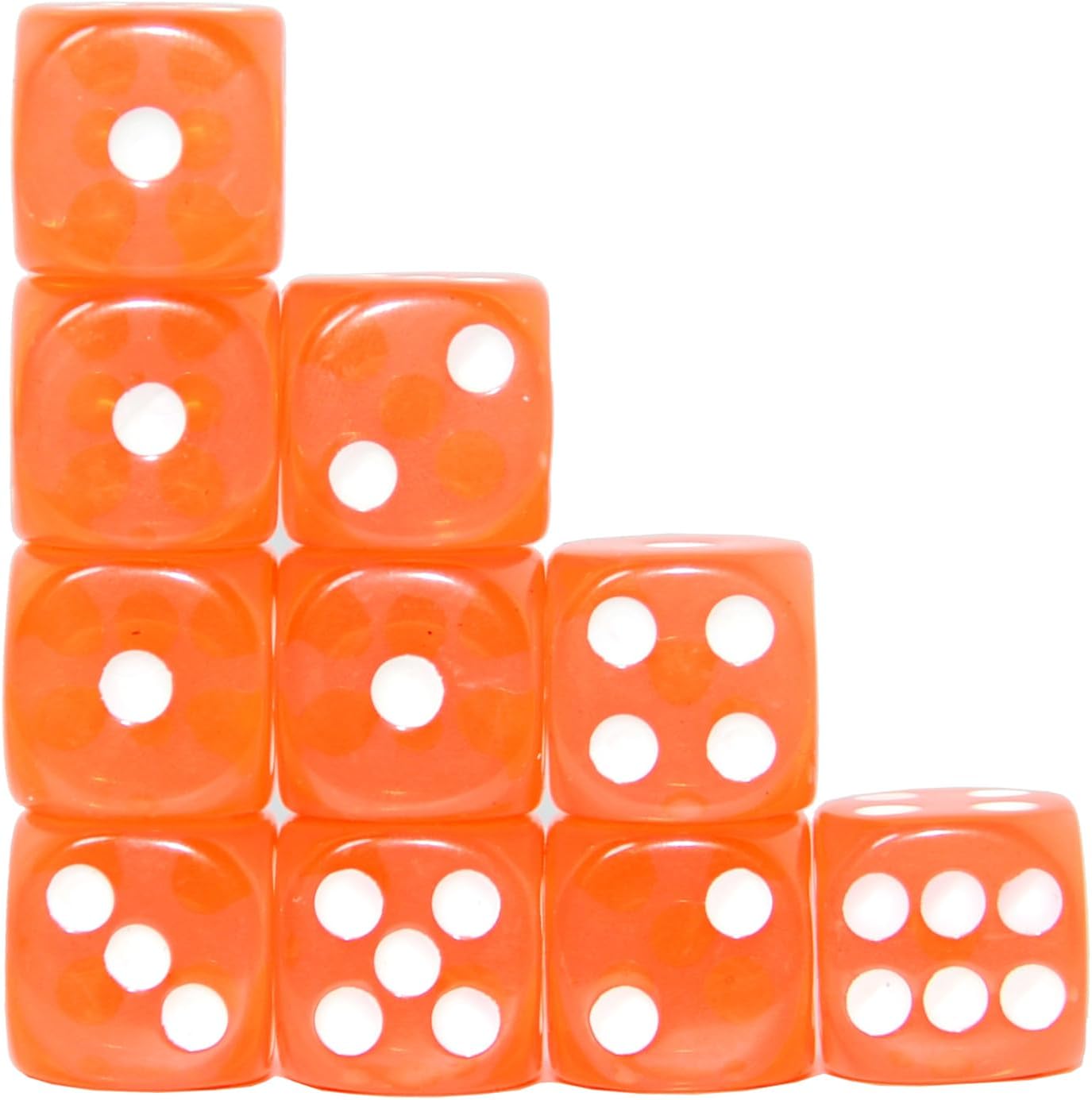 SmartDealsPro 10-Pack D6 Six Sided 16mm Transparent Dice Die for DND, MTG, RPG, Tenzi, Yahtze, Bunco, Table Borad Games, Math Teaching