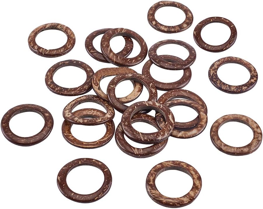 PH PandaHall 80pcs Wooden Linking Rings 4 Styles Coconut Rings Undrilled Mini Circle Pendant Connectors Hollow Wood Circles for Earring Bracelet Necklace Macrame Jewelry DIY Craft Making, 20~38mm