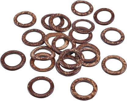 PH PandaHall 80pcs Wooden Linking Rings 4 Styles Coconut Rings Undrilled Mini Circle Pendant Connectors Hollow Wood Circles for Earring Bracelet Necklace Macrame Jewelry DIY Craft Making, 20~38mm