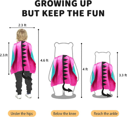 iROLEWIN Dinosaur-Costume for Kids Dragon-Capes Dino Masks Claws as Toddlers Dress-up Birthday Gifts Party Toys 3+ Boy Girls