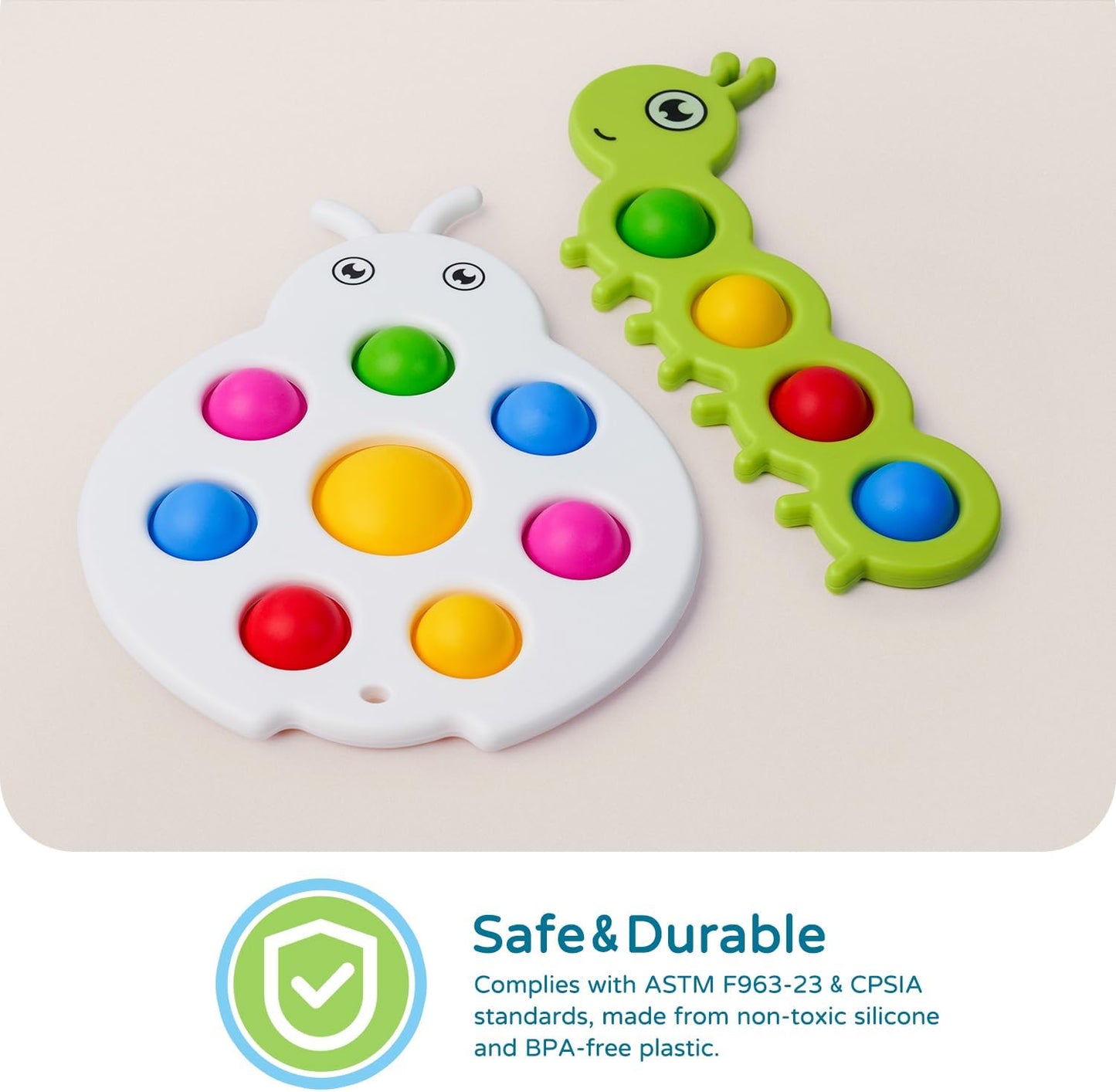 LiKee Fidget Popper Sensory Baby Toys for 10+ Months, Christmas Stocking Stuffers Push and Popping Busy Board, Montessori Toys for 1+ Years Old, Airplane Car Travel Toy for Toddlers 1-3 Stress Relief