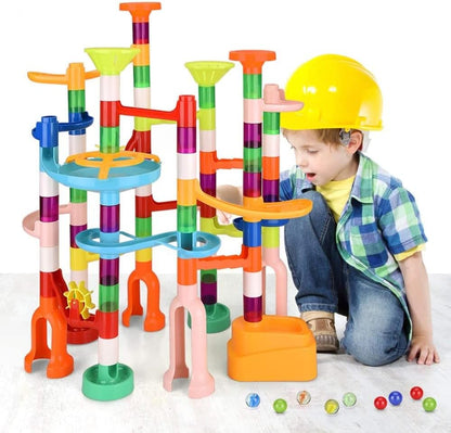 MaxTronic Marble Run Toy, 110pcs Marble Maze Kit STEM Educational Learning Toy for Kids, Mable Race Construction Railway Building Blocks with 60 Marbles Birthday Gift for Boys Girls 3-12 Years Old