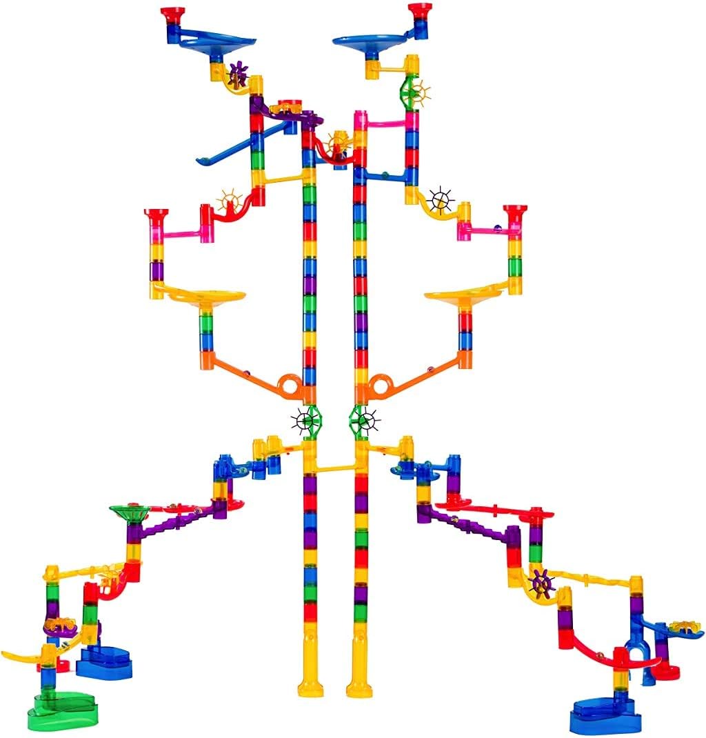Marble Genius Marble Run Super Set, STEM Toys & Maze Construction Building - 150 Translucent Track Pieces & Glass Marble for Family, Kids Toddlers Ages 4-8 - Fun Holiday Creative Gifts