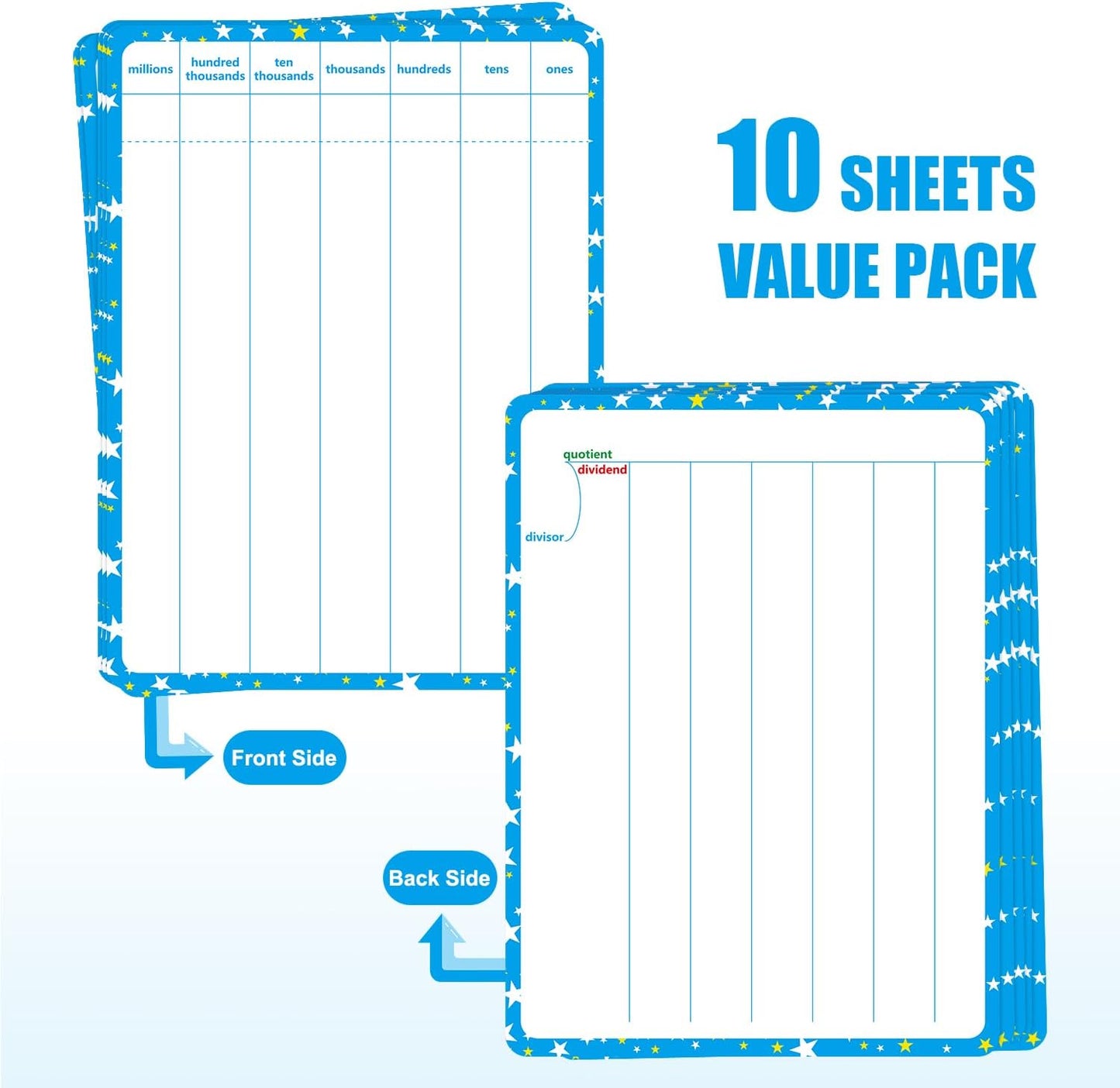 10 Pack Dry Erase Math Hundred Board Card Laminated Double Sided Number 1-100 Chart Easy to Write Consecutive Number Counting Chart for Students Math Manipulatives