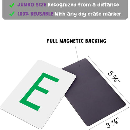 Attractivia Magnetic Big Alphabet ABC Flash Cards - 52 Sturdy Uppercase & Lowercase Large Letters, Black - for Classroom Teachers, Homeschool, ESL, Kids and Adults