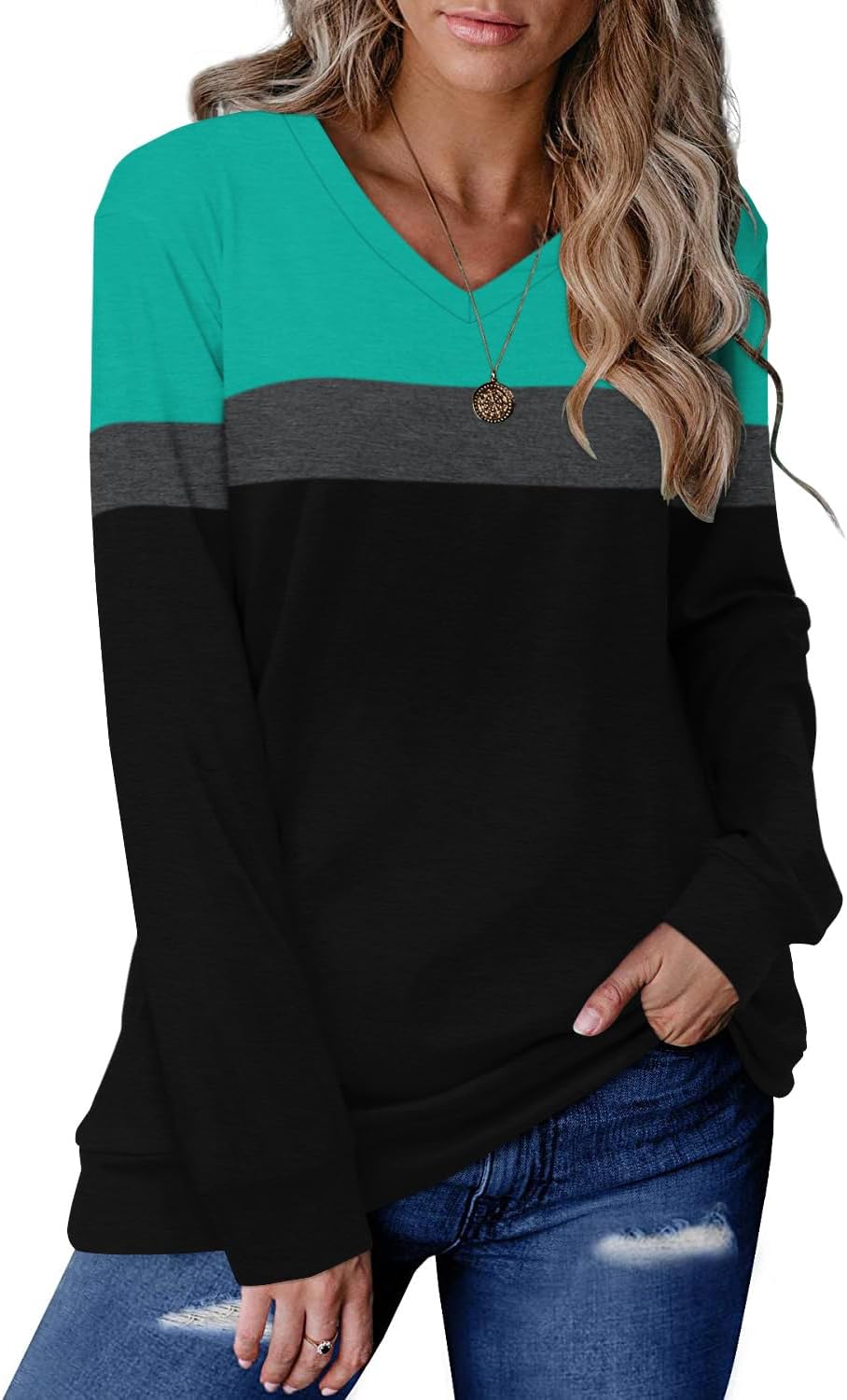CRAZY GRID Womens Trendy Long Sleeve Shirts Casual Loose Soft Sweatshirt Fall Tops