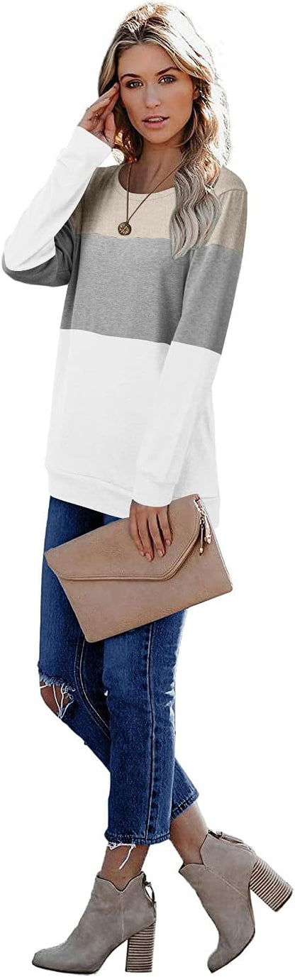 CRAZY GRID Womens Trendy Long Sleeve Shirts Casual Loose Soft Sweatshirt Fall Tops