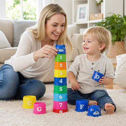 Stacking Cups Set, 8Pcs Stackable Number Cups–Colorful Nesting Water Toys for Bath, Beach, Pool–Educational Learning Toys for Boys Girls–Gift for 1 2 3 Year Old
