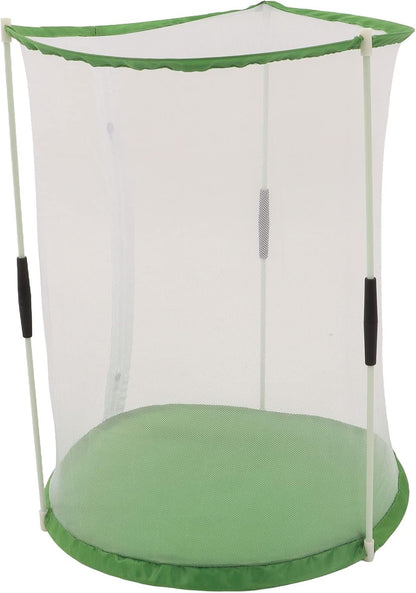 Transparent Mesh Cylindrical Habitat Cage Butterfly Observation Cage with Zipper Opening Carry Handle Easy Assembly for Small Plants Science Learning