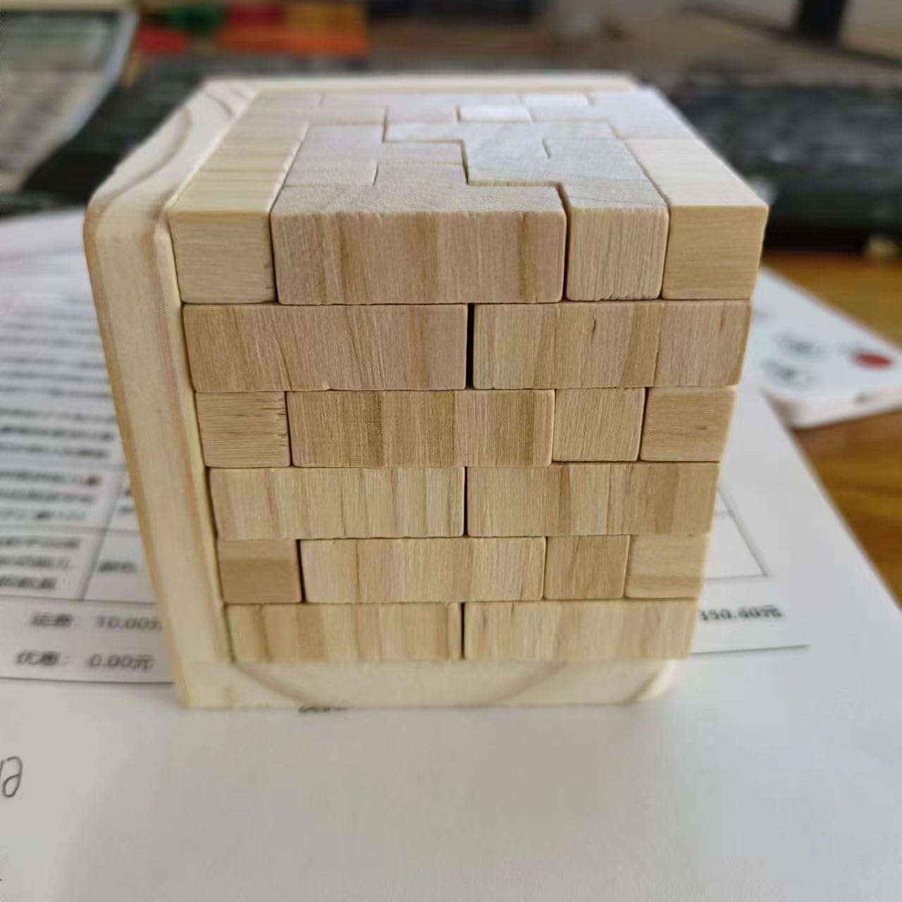 Wooden Brain Teaser Puzzles Box Brain Teasers Wooden Puzzle T-Shaped Geometric Intellectual Jigsaw Logic Cube Puzzles Mind Games for Kids and Adults