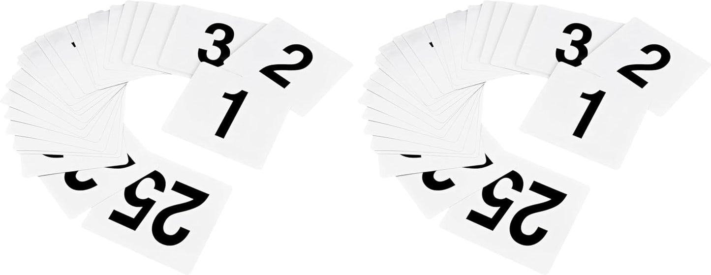 New Star Foodservice 23084 1-100 Double Side Plastic Table Numbers, 4" x 4" Inch, Light Grey on Black