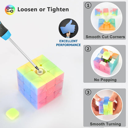 Vdealen 3x3x3 Speed Cube Set, 6 Pack Speed Cube Bulk Magic Cube Set, School Classroom Prize for Students Birthday Party Favors Stocking Stuffers Gifts for Kids Teens Adults(Carbon Fiber Sticker)