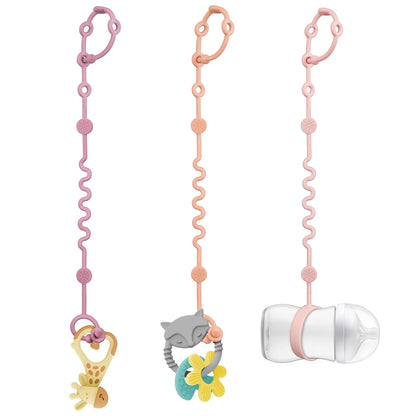 LittleHugs Toy Straps for Baby, 5pcs Adjustable Toy Holder for Stroller Accessories, Silicone Tether Pacifier Clip, No Throw Travel Essential Leash for High Chair, Car Seat (5-Pack)