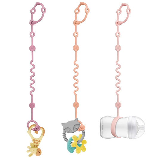 LittleHugs Toy Straps for Baby, 5pcs Adjustable Toy Holder for Stroller Accessories, Silicone Tether Pacifier Clip, No Throw Travel Essential Leash for High Chair, Car Seat (5-Pack)
