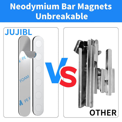 Unbreakable Strong Magnets, 12 Pack Self-Adhesive Heavy Duty Neodymium Bar Magnets, Sticky Powerful Rare Earth Magnet for Fridge Tool School Office Home Kitchen DIY Fixing Kit (N52-12PCS)