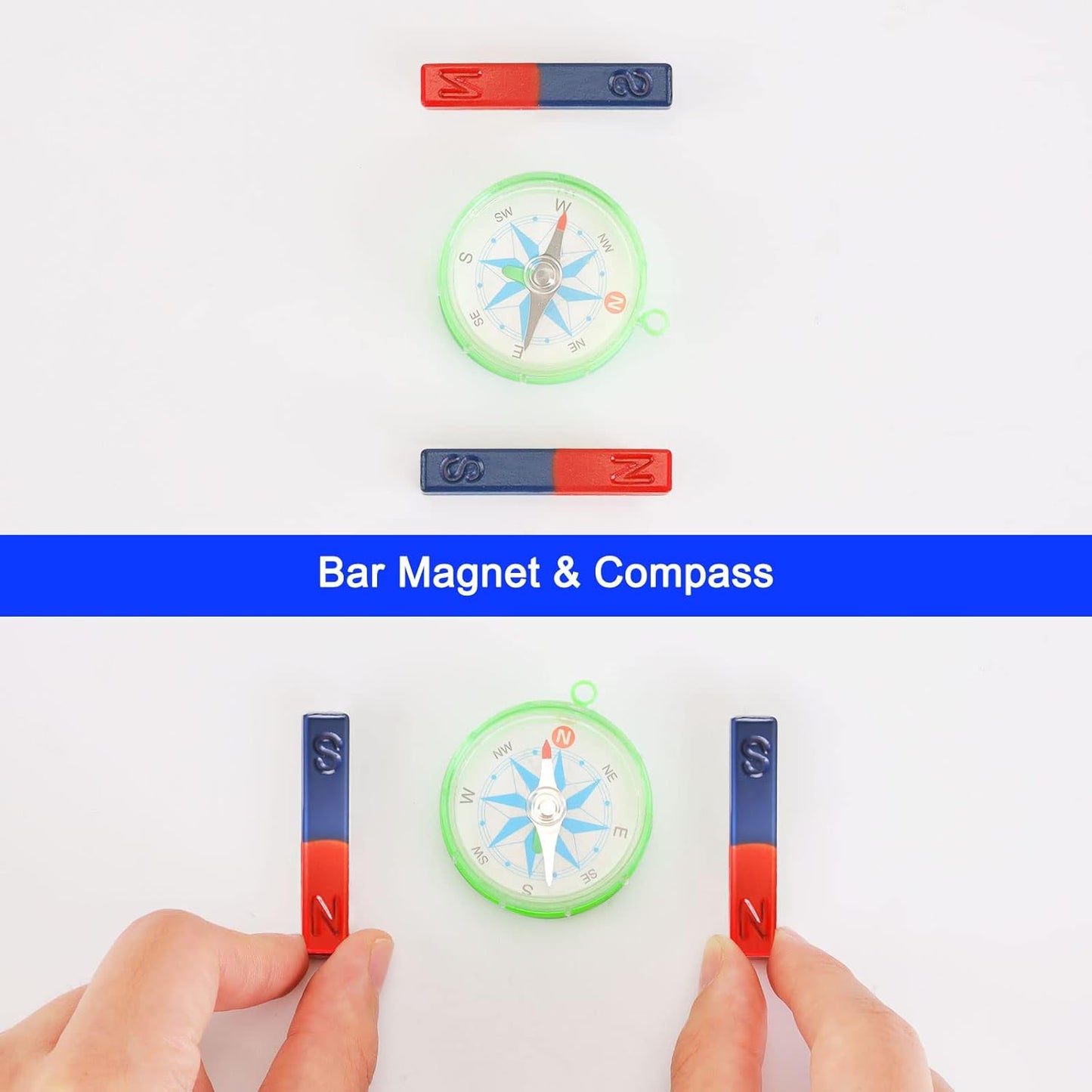 Science Magnet Kits for Kids: Educational Magnet Science Projects Experiment Tools Physics Lab Kits Includes Bar/Ring/Horseshoe/Compass/Iron Powder