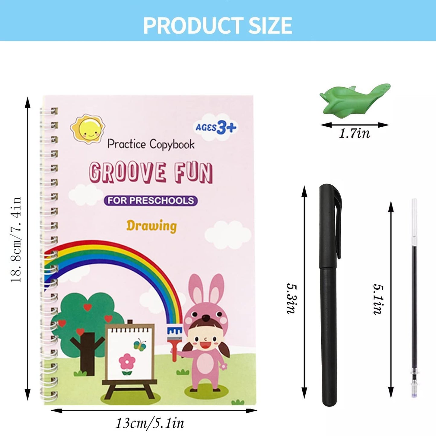 Magic Grooved Writing Practice for Kids - Grooved Writing Books for Kids 3-5 - Handwriting Practice Workbooks for Kids 8-10 - Preschool Tracing Books
