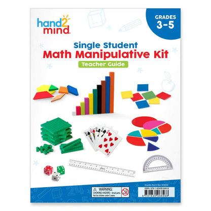 hand2mind-93538 Take Home Math Manipulatives Kit for Kids Grade K-2, with Snap Cubes, Base Ten Blocks, Cuisenaire Rods, Pattern Blocks, Color Tiles and Learning Clock, Homeschool Supplies (292 Pieces)