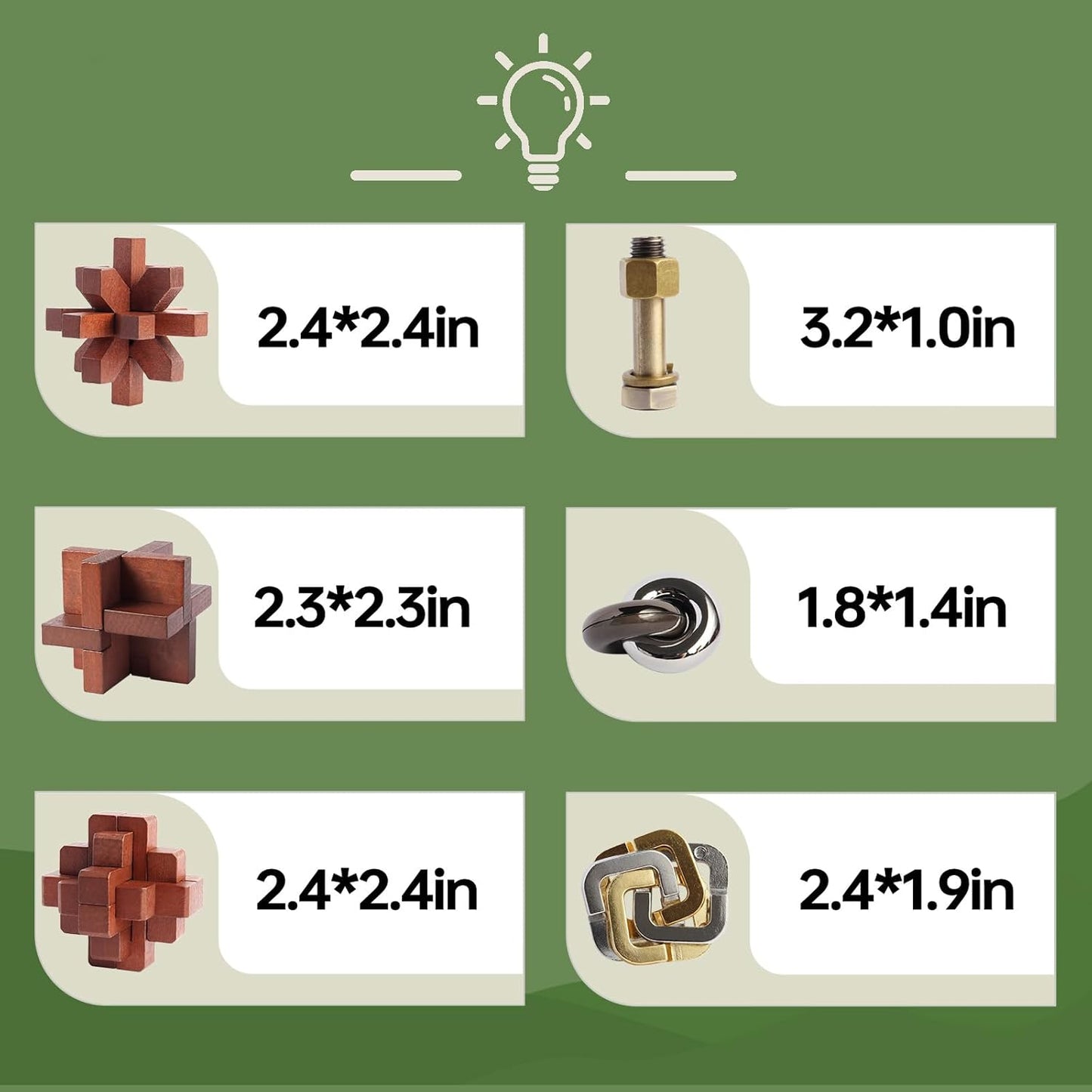 Puzzles Toys Brain Teaser Puzzles 12pcs Ring Puzzles Metal Wooden Puzzles Logic Lock for Adults Kids Toy Gift for Teens