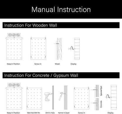 Wood Pegboard Combination Wall Organizer Kit, Wooden Display Pegboard Panel Kits for Bedroom, Study, Office, Bathroom, 2 Pieces Pegboards and 15 Accessories