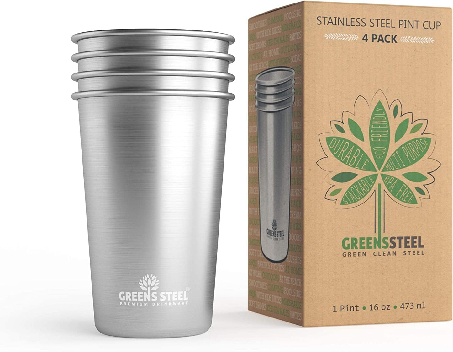 10oz Kids Cups – Stainless Steel Cups for Home, Party, Camping & Outdoor Activities – BPA Free, Unbreakable, Premium Stackable Metal Drinking Glasses for Children (4-Pack)