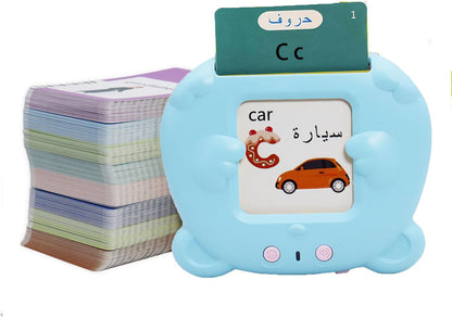 Spanish & English 510 Words Alphabet Bilingual Talking Flash Cards for 3-8 Years Toddlers, Pocket Speech Buddy Therapy Autism Toys, Educational Learning Interactive Toy for Boys Girls Kids Gifts Blue