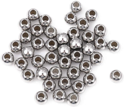 BEADIA Stainless Steel Spacer Beads 3x2.5mm Round Loose Charm Caps Beads for DIY Jewelry Making 100pcs with 1mm Hole