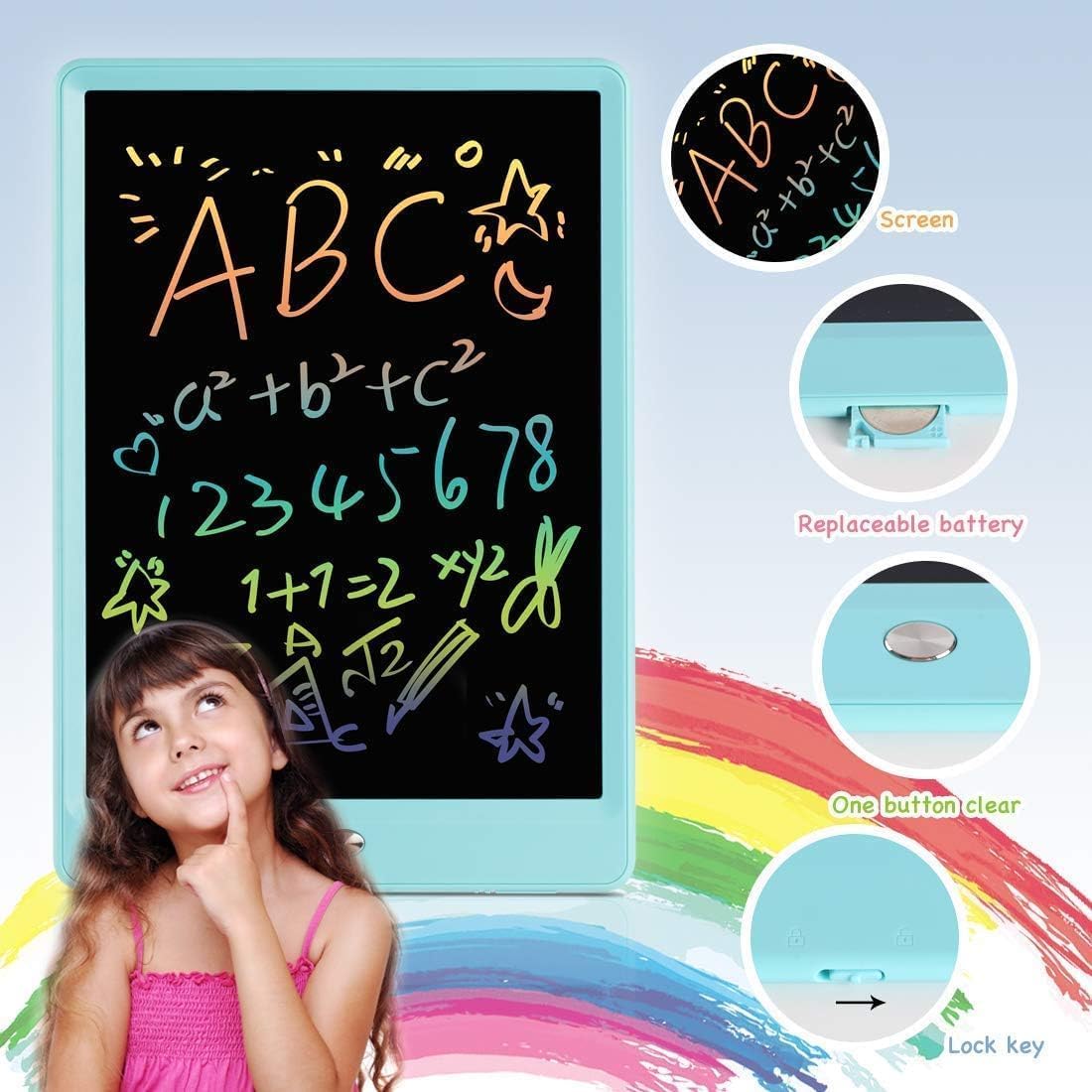 Kids LCD Writing Tablet, 10.5 Inch Colorful Electronic Board Drawing Pad, Electronic Erasable Doodle Tablet for Boys Girls Gifts for Toddler Educational Travel Birthday(Pink)