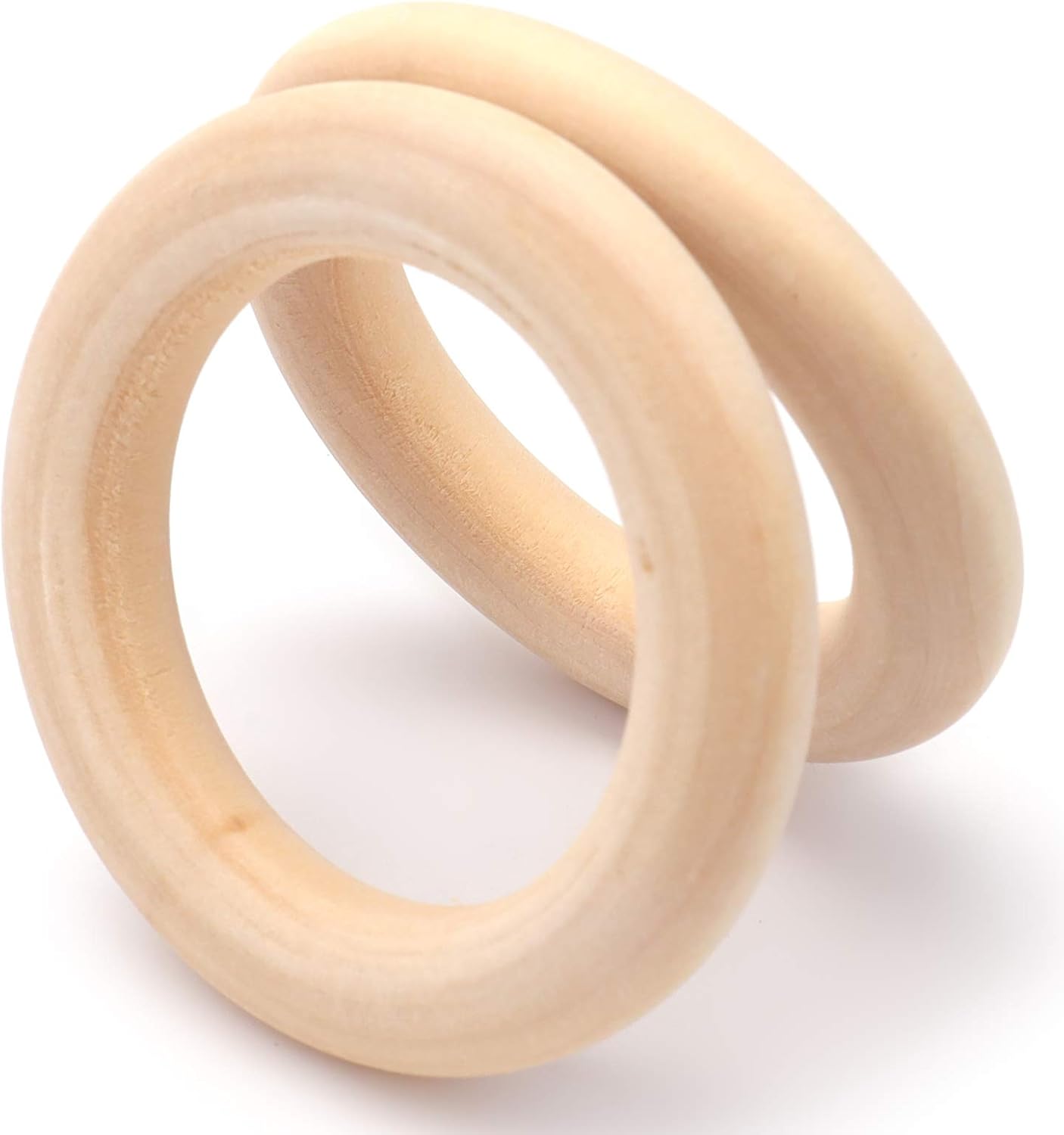 Yesland 40 Pcs Wooden Rings - 2.7 Inch/70mm Natural Solid Wood Ring Smooth Unfinished Wood Circles - Perfect for DIY Craft, Macrame, Crochet, Ring Pendant, Connectors Jewelry Making