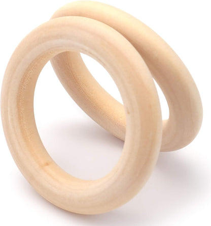 Yesland 40 Pcs Wooden Rings - 2.7 Inch/70mm Natural Solid Wood Ring Smooth Unfinished Wood Circles - Perfect for DIY Craft, Macrame, Crochet, Ring Pendant, Connectors Jewelry Making
