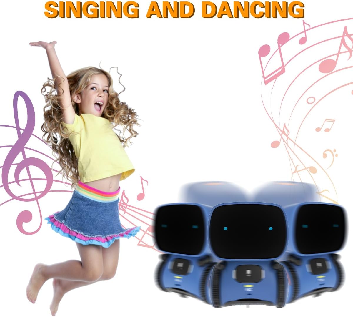 98K Kids Robot Toys for Girls and Boys, Touch and Voice Control Robots Interactive Smart Talking Robots Intelligent Partner and Teacher with Singing, Dancing, STEM Toy Gifts for Kid Age 3 and Up