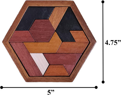 Hexagon Wooden Puzzle Toy - Brain Teasers - Brain Teaser Puzzles for Adults and Kids