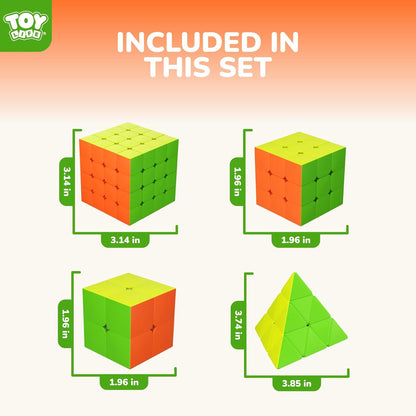 STEAM Life Speed Cube Set, Speed Cube Set of 2x2 3x3 4x4 Megaminx and Pyramid Cube Smoothly Stickerless Magic Cubes Collection for Kids & Adults