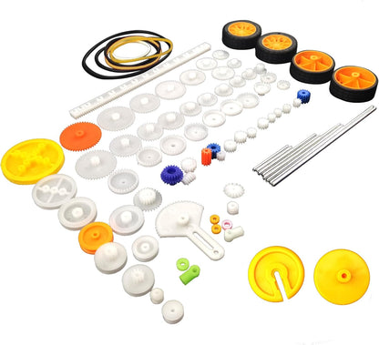 EUDAX 82 pcs Plastic Gear Package Kit - DIY Gear Assortment Accessories Set for Toy Motor Car Robot Various Axle Belt Bushings