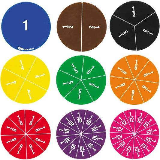 EAI Education QuietShape® Foam Fraction Circles: Numbered - Set of 51