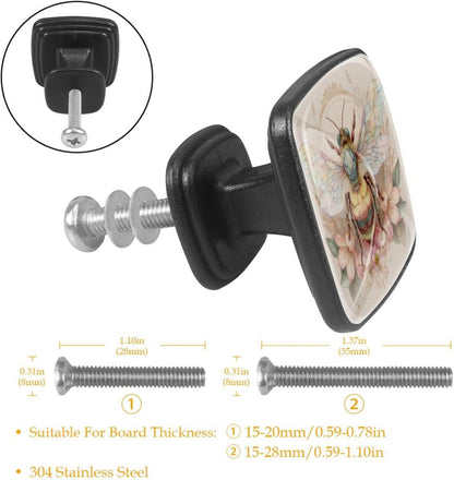 4 Pack Cabinet Knobs Drawer Pulls, 30mm Round ABS Glass Drawer Hardware Growing Purple Butterflies Cabinet Handles with Screws for Dressers Kitchens Cupboard
